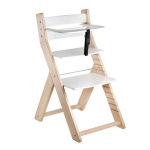 Chaise haute &eacute;volutive LUCA naturel et blanc