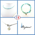 Pierres et Min&eacute;raux. Parure bijoux Bracelet Collier perles Larimar de R&eacute;publique Taille personnalisable.