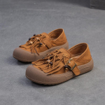 Johnature Mugavad Mokassiinid Ehtne Nahk Korterid Retro Tuttidega &Uuml;mar Nina Naiste Slip-on Kingad 35 kollane
