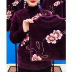 Talvine naaritsa imitatsiooniga sviiter keskealistele naistele, paksendatud ematopp 4XL