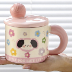Cute Creative Ceramic Mug Cartoon Drinking Cup with Lid Large Capacity Coffee Cup Souvenir Gift Water Cup 301-400ml