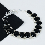 Natural Black Onyx Gemstone Handmade 925 Sterling Silver Electroform Necklace, Black Onyx Silver For Wife Unisex PendantParty Wear Gifts 20" must