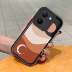 Pehme silikoonist ruudukujulise redeli mustriga telefoni&uuml;mbris, t&auml;ielikult kattev, kaamera p&otilde;rutuskindel kaitse, kummist &uuml;mbris Vivole Vivo V40 Pro 5G pruun