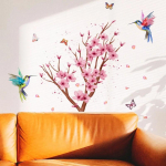 Peach Blossom Branch Bird Butterfly Seinakleebised Magamistoa Elutoa Taust Kodukaunistus Isekleepuv tapeet
