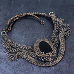 Black Onyx Handmade Copper Wire Wrap Jewelry Necklace 18 i0e62