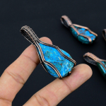 Chrysocola Handmade Copper Wire Wrap Jewelry Pendant 2.6 o3d14