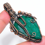 Emerald(Simulated) Gemstone Handmade Copper Wire Wrap Pendant 2.56 a6o11