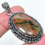 Natural Unakite Jasper Gemstone 925 Sterling Silver Gift Pendant 2.01 b7v96