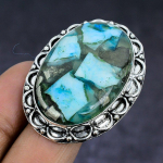 Pyrite Turquoise handmade 925 Sterling Silver Jewelry Ring Size 7 l8l11