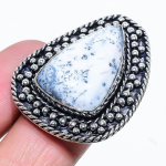 Dendrite Opal Handmade 925 Sterling Silver Jewelry Ring Size 7 m7v59