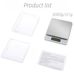 3 kg / 0,1 g Digitaalne elektrooniline kaal, LCD, t&auml;psus, 9 &uuml;hiku teisendamine, v&auml;ike kaal, k&ouml;&ouml;gi, toidu, &uuml;rtide, postisaadetiste jaoks