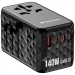 Verbatim Adapter Podr&oacute;żny Eu/Uk/Us Ganusb-A/3Xusb-C Pd 140W Uta-10 Czarny/Black 32125