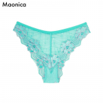 Euroopa suurus Naiste vikerkaare pitsist alusp&uuml;ksid Naiste mitmev&auml;rvilised puuvillase voodriga suvised naiste bikiinid Keskmise k&otilde;rgusega taljega Lollipopi v&auml;rvi aluspesu L roheline