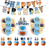S&uuml;nnip&auml;evapeo kaunistus Sinised &otilde;hupallid Bluey laudlina taust Peotarbed Bluey s&uuml;nnip&auml;evakomplekt Peo kingitused Laste s&uuml;nnip&auml;ev