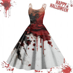 Naiste vabaaja Halloweeni prindiga traksidega vintage kleit S roosa