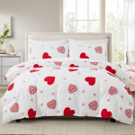 3-osaline voodipesukomplekt lukuga punase s&uuml;damega tekikott queen armastuse s&uuml;dame muster valge tekkikottide komplekt armas tr&uuml;kk EU single(135x200cm)