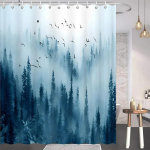 Looduslik Vannitoa Dekoratsioon Du&scaron;ikardin Hall Valge M&auml;ed Linnud M&auml;nnimets Maastik Vaade Vannitoakardinad Kangas Pestav 90x180cm-35x70in