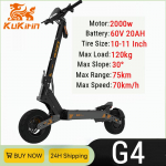 EL-i laos KuKirin G4 elektriline t&otilde;ukeratas 2000W mootor 60V 20Ah aku 75 km tippulatus 70 km/h maksimaalne kiirus 11 maastiku vaakumrehvid