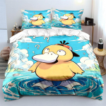Jaapani Anime Pokemon Psyduck Tr&uuml;kitud Voodipesukomplekt Tekikott 1 Tekikott 2 Padjap&uuml;&uuml;ri T&auml;iskasvanute ja Laste Voodipesukomplekt Luksuslik EU Twin 135X200cm