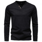 AIOPESON Kvaliteetne Meeste Pikkade Varrukatega T-s&auml;rk Mood Puhas Puuvill Henley Kraega Pikk T-s&auml;rk Mees Polera Manga Larga Hombre EUR M 65-75kg