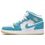 Air Jordan 1 Mid GS Aquatone Laste tossud Sinine Valge Taevane-Kuld DQ8423-400 36.5