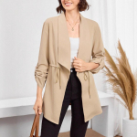 DAFIFY Naiste mood vabaaja &uuml;hev&auml;rviline printimine s&uuml;gistalv pikkade varrukatega POLO kaelusega jakid ja mantlid XXL