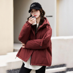 S&uuml;gis Talv Paks Soe Parka Naised Vabaaja Armas &Uuml;hev&auml;rviline Suure Taskuga Lahtine Kapuutsiga Mantel Jakid Pealisr&otilde;ivad XXL punane