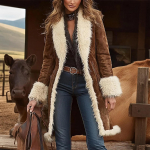 Naiste teksastiilis l&auml;&auml;nelik retro tuulejakk, pl&uuml;&uuml;sist moekas ja soe jakk S kaamel