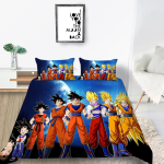 Cartoon Dragon Ball tr&uuml;kitud voodipesukomplekt Laste voodipesu tekikate Padjap&uuml;&uuml;r / kaheinimesevoodi t&auml;issuuruses komplekt Mugav kodukaunistus EU Single 135x200cm blue