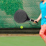Rannatennise Padel Reket S&uuml;sinikkiust Pinnaga Padel Reket EVA Vahts&uuml;damikuga Lastele must