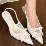 Terava nina naiste sandaalid Suvi K&otilde;rged kontsad Elegantne king Mesh pitsist pumbad 2025 Uus trend Disainer Kleit Zapatos De Mujer 35 beež