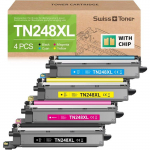 Swiss Toner TN248XL Compatible pour Brother - Pack de 4 Toners Haute Capacit&eacute; pour DCP-L3560CDW, MFC-L3760CDW, HL-L3240CDW