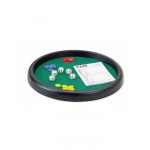 Piste de des ronde 31 cm vert et accessoires Multi Jeux (bloc Yam, 21 jetons, 5 des) - Plateau Jeu societe 421 - roheline