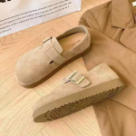 2024 S&uuml;gis/talv Naiste kinnise ninaga sussid Suede nahast klotsid sandaalid naistele Retro mood Aiasussid Naiste kingad 35 khaki