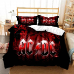 3D Prindiga Mood AC_DC Rockb&auml;nd Voodipesukomplekt AC-DC B&auml;ndi Mustriga Tekikott Padjap&uuml;&uuml;ridega &Uuml;heinimesevoodi T&auml;issuuruses Kuninganna Kuningas 150x200cm 3pcs