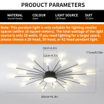 Kaasaegne LED-laevalgusti, 20+1 peaga, neutraalne valgus, poolkinnitusega laevalgusti, must l&uuml;hter, laevalgustus magamistuppa, elutuppa, s&ouml;&ouml;gituppa 20+1 heads