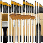 32 tk pintslikomplekt akr&uuml;&uuml;lv&auml;rvimiseks, esmaklassilised nailonkarvad, &uuml;mar, filbert, lame, lehvik, nurk, peene detaili pintslid kunstnikule