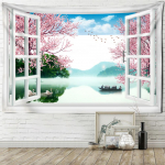 Mere&auml;&auml;rne maastik Gobel&auml;&auml;n Seinaripp Boheemi kunst Elutoa aknamaaling Lihtne p&otilde;hjamaine kodukaunistus 95x70cm