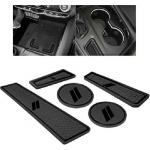 Cup Holder ert Coasters Center Console Liner Trim Mats Non-Slip Black