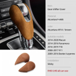 Betterhumz Porsche Macan Panamera Boxter 718 911 Cayenne jaoks Valmistatud Alcantara-st K&auml;igukangi Nupu Katte Viimistlus Auto Siseaksessuaar 4914 brown