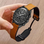 20mm 22mm Nahk+Silikoon Rihm Omega X Swatch Joint MoonSwatch Magnetiline Rihm Xiaomi Watch S4 S3 S2 S1/Huawei GT3 4 5 2028 20MM Width Band pruun