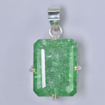 Sambia Roheline Smaragd 66 ct Looduslik SERTIFITSEERITUD 925 Sterling H&otilde;be Smaragd Ripats MY.PD-164-NS 36.7 mm Approx. roheline