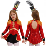 Laste T&uuml;drukute Tsirkuse Trummar Cosplay Kost&uuml;&uuml;m Pikkade Varrukatega Tuttide ja Epaulettidega Litritega Kehakost&uuml;&uuml;m Mini Topm&uuml;tsi ja TrummiMeeskonna M&uuml;tsi Aksessuaariga 5-6 Years