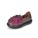 Johnature Ehtne Nahk Paksude Taldadega Naiste Kingad Mugavad Retro K&auml;sit&ouml;&ouml;na Valmistatud Tupsudega Slip-on Kingad 35 lilla