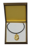 Shar Pei - Dog necklace in gift box, gold-plated pendant for dog fan, striking jewellery by Art-Dog brown