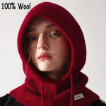 Kvaliteetne 100% villane l&otilde;tv balaklava m&uuml;ts naistele Kootud sallkapp Talvine soe suusatamism&uuml;ts V&auml;litingimustes K&otilde;rvakaitse Pure wool 145g black