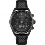 BOSS Champion Must sihver Must nahk Meeste kvartsikell 1513880 must