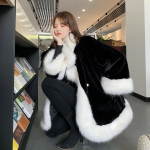 Kasukas naiste uus s&uuml;gis- ja talvine rebasekarva imitatsioon, noorte tihendatud mood, k&uuml;&uuml;liku karva mantel lahtine sall S