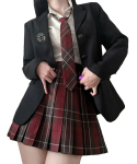 [Sivrusn] G&uuml;mnaasiumit&uuml;druku Cosplay &Uuml;likond Bleiser Volditud Seelik Ruuduline Lips S&auml;rk Rinnam&auml;rk V&otilde;lts Koolivormi Komplekt G&uuml;mnaasiumit&uuml;druku Cosplay JK Uniform