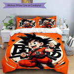 3tk Dragon Ball Z Armas Son Goku Tr&uuml;kitud Tekikott Komplekt Pehme ja Mugav Tekikott Magamistoa ja &Uuml;hiselamu Dekoratiivseks Voodipesu Komplektiks.L036 140x200cm black